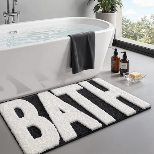 Miniatura 15 de LUMI Alfombra de baño antideslizante estética moderna, ultra suave, absorbente, lavable, de secado rápido, alfombras de piso de alta calidad