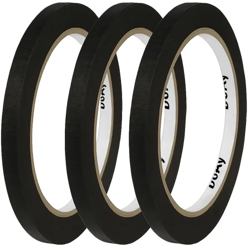 Paquete de 3 cintas adhesivas negras para pintores, 0.25 pulgadas de ancho, multisuperficie, adherencia inteligente, interior y exterior, 270 pies