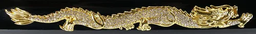 Miniatura 7 de Makoto Espada samurái afilada forjada a mano - Dragón dorado de cristal en Saya