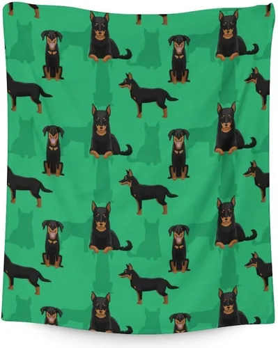 Doberman - Manta suave, mullida y cálida, manta pequeña de 30 x 40 pulgadas para sofá, oficina, regalo verde lindo para los amantes de los perros