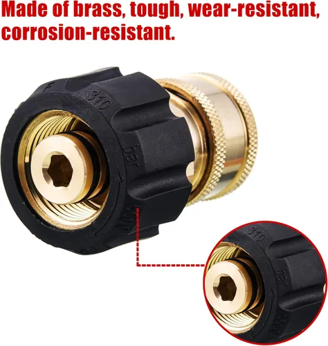 Miniatura 3 de ROYPOWER Adaptador de conexión rápida para lavadora a presión, enchufe de 3/8 pulgadas a M22 0.551 in, ajuste métrico para pistola y manguera