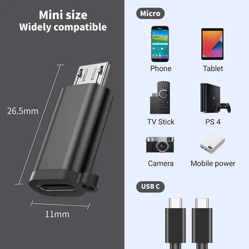 Miniatura 7 de Paquete de 2 mini adaptadores USB y 3 adaptadores micro USB, conector compatible con carga y sincronización de datos para receptor GPS/cámara