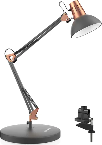 LEPOWER Lámpara de escritorio de metal, ajustable de cuello de ganso lámpara de mesa de arquitecto con interruptor de encendido/apagado, lámpara de