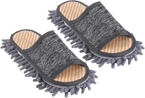 Miniatura 10 de Zapatillas de limpieza de pisos de microfibra, zapatos lavables para limpiar el polvo, zapatos de trapeador desmontables para limpieza de pisos