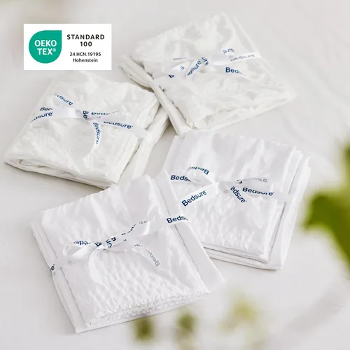 Miniatura 7 de Bedsure Cama en una Bolsa Individual - 5 Piezas de Juego de Edredón con Diseño de Sombrero de Paja, Juego de Ropa de Cama Blanco Boho Suave