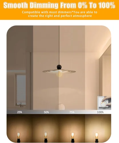 Miniatura 4 de MASTERY MART Bombilla LED vintage E26 regulable, luz blanca cálida de 2200 K, equivalente a 5.5 W 60 W, estilo Edison ST19 de vidrio, bombilla