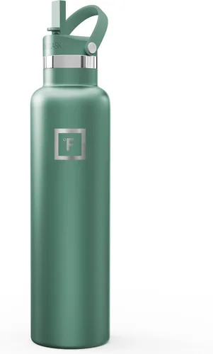 Miniatura 21 de IRON °FLASK Botellas de agua de campamento/senderismo, 3 tapas (estrecha con popote), sin fugas, aisladas al vacío, acero inoxidable de doble pared