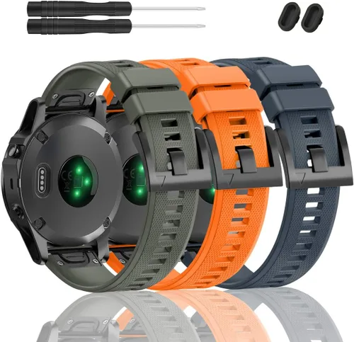 Miniatura 11 de ZEROFIRE Correa de repuesto compatible con Garmin Fenix 5/Fenix 6/Fenix 7, correa de silicona de 0.866 pulgadas para Fenix 8, Fenix E de 1.772