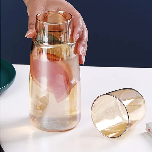 Miniatura 2 de Yalucky Juego de jarras de agua de noche con vaso, jarra de noche y juego de vidrio para mesita de noche, dormitorio, habitación de invitados
