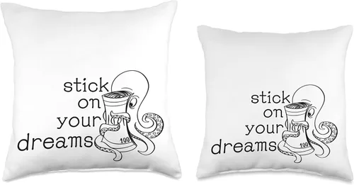 Miniatura 3 de stick to your dreams - octopus is holding tight on to money Throw Pillow