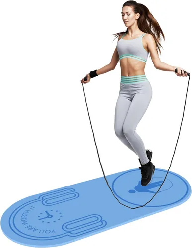 Tapete de cuerda de saltar de 8/20/1.181 in, tapete de ejercicio duradero, antideslizante, tapete de entrenamiento con cuerda de saltar y bolsa de