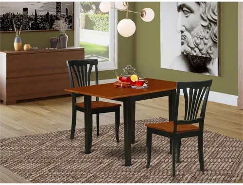 Miniatura 2 de East West Furniture NDAV3-BCH-W - Juego de comedor de 3 piezas que contiene una mesa de comedor rectangular con gotas y 2 sillas de cocina, 30 x 48