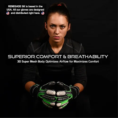Miniatura 3 de Guantes de portero Renegade GK Vulcan con protección antimicrobiana (tallas 6-11, 4 estilos, nivel 3) Protectores de dedos Pro-Tek y agarre Hyper