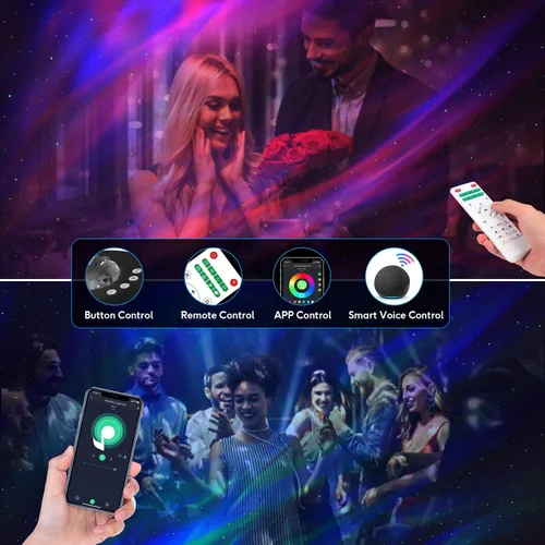 Miniatura 3 de Proyector de luz de galaxia del norte, proyector Star Aurora con ruidos blancos, control remoto y temporizador, altavoz Bluetooth, proyector