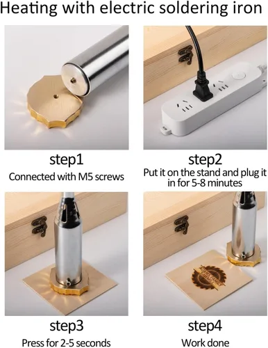 Miniatura 2 de Hierro eléctrico personalizado de marca, sello de latón personalizado con mango de madera para madera y cuero, sello de combustión de 2 pulgadas