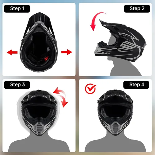 Miniatura 8 de Casco de motocross para niños y jóvenes aprobado por DOT, Casco de cara completa para ATV, moto de todoterreno y bicicleta de tierra para adultos