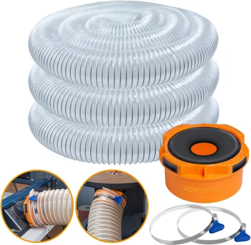 Miniatura 11 de POWERTEC manguera de recolección de polvo de 2 1/2 pulgadas x 50 pies, manguera colectora de polvo de PVC flexible de 2.5 pulgadas para sierra
