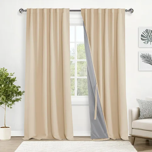 Miniatura 31 de XWZO Cortinas blancas 100% opacas con alzapaños, 2 capas gruesas completamente sombreadas con bolsillo para barra y pestaña trasera, cortinas