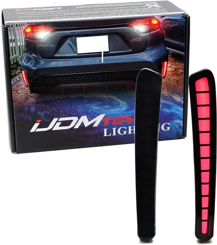 Miniatura 10 de iJDMTOY Luces reflectoras de parachoques LED de lente roja compatibles con Toyota Corolla Sedán 2019-22, funciona como faros antiniebla traseros