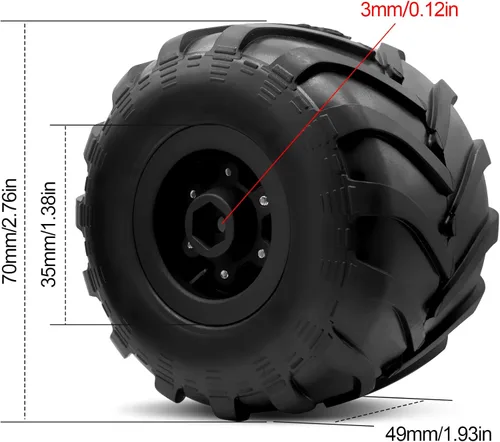 Miniatura 2 de OGRC 1.0 RC Monster Truck Juego de neumáticos para FCX24 SCX24 C10 JLU Deadbolt Gladiator Bronco 1/24 Crawler Car (negro)