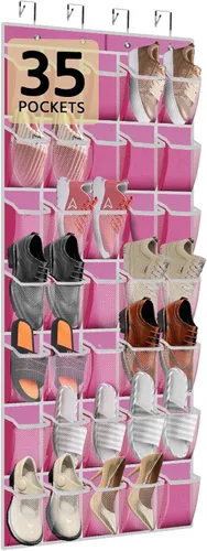 Miniatura 16 de PAULONE Organizador de zapatos de 12 bolsillos para colocar sobre la puerta, reutilizable, transpirable, bolsa grande de malla, organizador