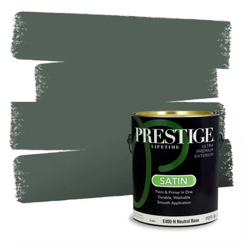 Miniatura 266 de Prestige Paints - Pintura exterior e imprimación en uno, 1 galón, plano, compatibilidad comparable con el color menta «Whipped Mint» de Behr