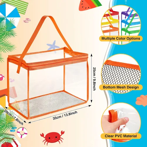 Miniatura 2 de Chunful Paquete de 6 bolsas grandes de almacenamiento de juguetes, organizador de rompecabezas de PVC transparente colorido para niños y niñas
