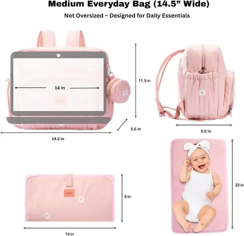 Miniatura 7 de GOBABYMART Mochila para pañales con cambiador - Bolso de viaje para bebé, bolsillos aislados para botellas, correas para cochecito, Grande, Moderno