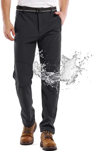 Jessie Kidden Pantalones de senderismo impermeables para hombre, para exteriores, nieve, esquí, pesca, forro polar, aislados, pantalones de invierno