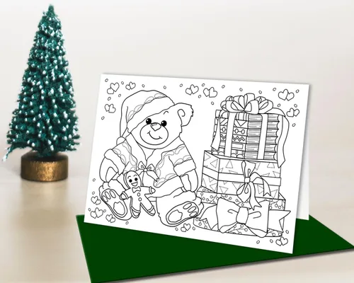 Miniatura 8 de Tarjetas de Navidad para colorear para adultos y niños