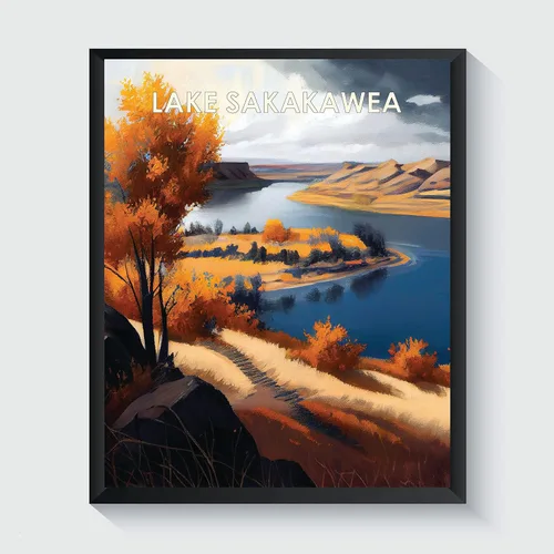 Miniatura 50 de Yellowstone Lake - Póster impreso artístico, ilustración, arte de pared, decoración de paisaje retro, paisaje, obra de arte para decoración de Lago