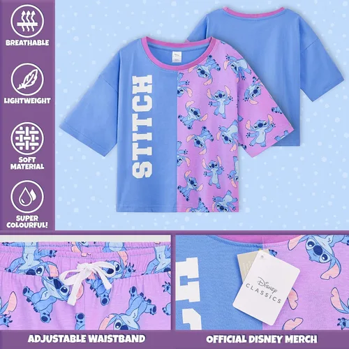 Miniatura 3 de Disney Conjunto de pijama para niñas, ropa de dormir de verano de La Bella y la Bestia, Rey León, Princesa, Stitch PJs de 2 piezas