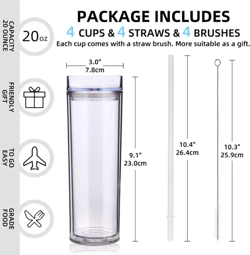 Miniatura 2 de Volhoply Vasos delgados de plástico de 20 onzas