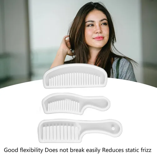 Miniatura 5 de Peine de resina de fundición de resina translúcida de dientes anchos para el cabello, juego de 3 piezas para hacer joyas de bricolaje