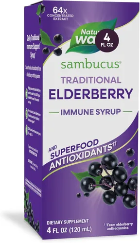 Nature's Way Sambucus - Jarabe tradicional de saúco para apoyo inmunológico tradicional* con extracto de saúco negro altamente concentrado y