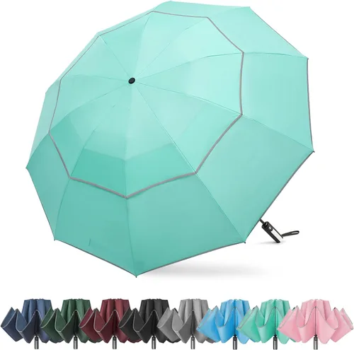 Miniatura 12 de G4Free 54/62 Inch Windproof Inverted Umbrella with Reflective Stripe Large Compact Reverse Golf Umbrella for Rain 10 Ribs Double Canopy Travel