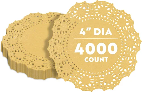 Miniatura 100 de Restaurantware Pastry Tek Blondas de Encaje de 4 x 4 Pulgadas 100 Vajilla Decorativa - Blondas de Mesa Desechables Redondas de Papel Negro