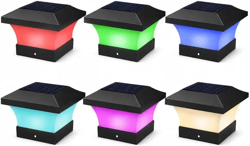 Miniatura 20 de T-SUN - Luces solares de poste, luces impermeables al aire libre para postes de madera de 4 x 4, iluminación LED blanca de 6000K, para cubierta