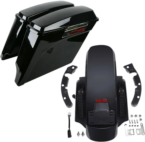 Miniatura 12 de TCT-MOTORPARTS Alforjas alargadas de 5 pulgadas con tapas de altavoces de 5x7" y sistema de guardabarros trasero LED para Harley Touring Street Road
