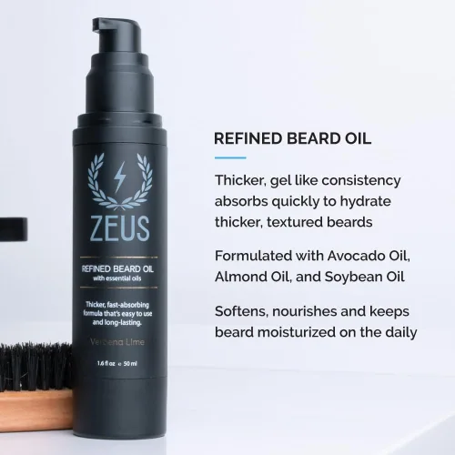 Miniatura 4 de ZEUS Kit de cuidado diario de la barba para hombres, champú para barba, acondicionador, aceite refinado y bálsamo de peinado, suaviza, hidrata, doma