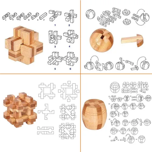 Miniatura 2 de Rompecabezas de rompecabezas de 20 piezas, juego de enclavamiento, prueba de coeficiente intelectual, juguete de madera, desbloqueo 3D, rompecabezas