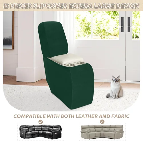 Miniatura 67 de Arfntevss Fundas de sofá seccional reclinable de terciopelo, Funda de sofá seccional de esquina para sofá reclinable, Funda elástica suave