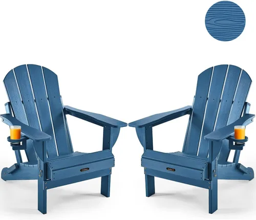 Miniatura 27 de Ciokea Silla Adirondack plegable con textura de madera, silla Adirondack para patio, resistente a la intemperie, silla de plástico para hoguera