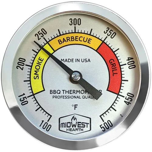 Miniatura 7 de Termómetro para barbacoa y parrilla Midwest Hearth, para asador, pit, barril de 3" de diámetro (tallo de 2.5" de longitud, esfera negra)