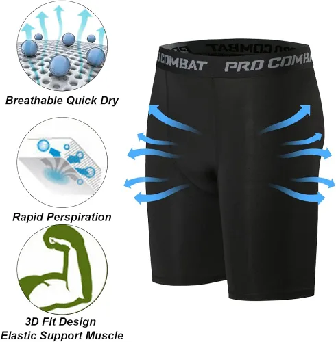 Miniatura 5 de HYCOPRTO - Pantalones cortos de compresión para hombre, ropa interior deportiva de elastano, rendimiento atlético, capa base, entrenamiento, correr