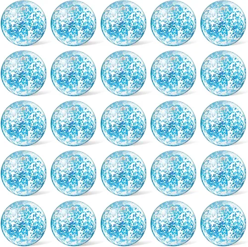 Miniatura 8 de Hungdao 25 bolas inflables de playa con purpurina de 8 pulgadas, mini bola de confeti flotante transparente para niños, pelota de fiesta temática