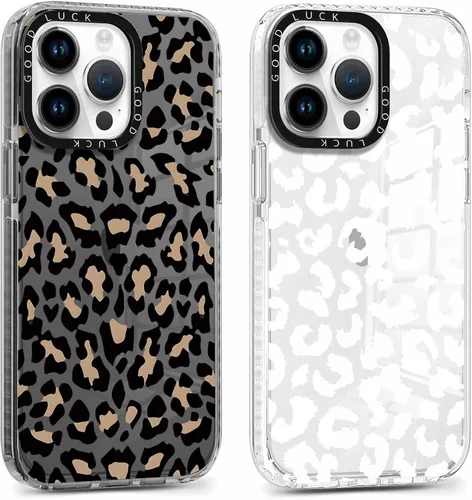 Miniatura 65 de Pack de 2 Fundas con Estampado de Guepardo para Apple iPhone 13 / iPhone 14 de 6.1 Pulgadas, Funda Transparente Linda Coquette con Patrones