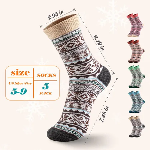 Miniatura 4 de Nimalpal Wool Socks 5 Pairs - Wool Socks for Women Boot Socks Soft Crew Socks