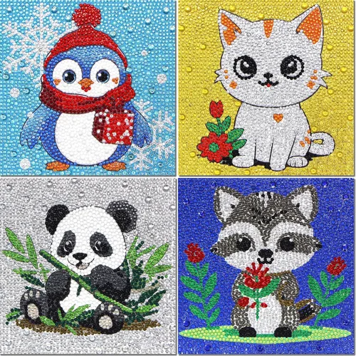 Miniatura 13 de Libfx Kits de arte de diamantes para niños, 4 piezas de arte de diamantes para niñas, niños, principiantes, artes y manualidades para niños de 8 a