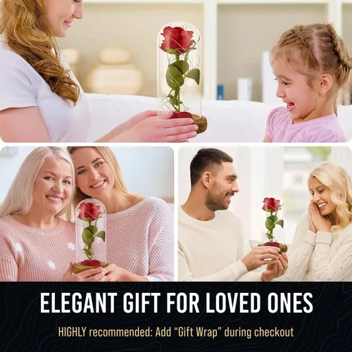 Miniatura 6 de Norcalway Rosa prémium en cúpula de cristal con temporizador de 6 horas, regalos de cumpleaños para mujeres, madres de hija, hijo, niños, rosa